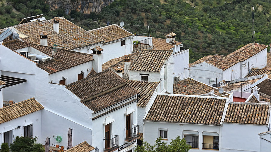 Painterly rooftops at one of the pueblos blancos in andalusia