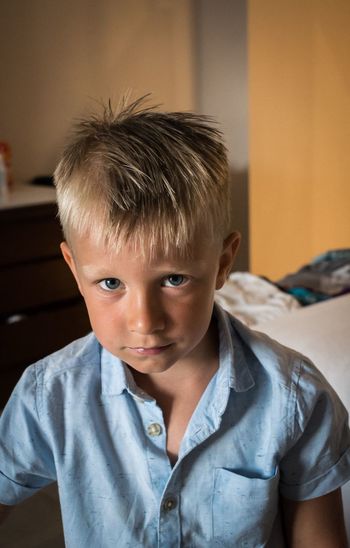 Portrait of boy at home