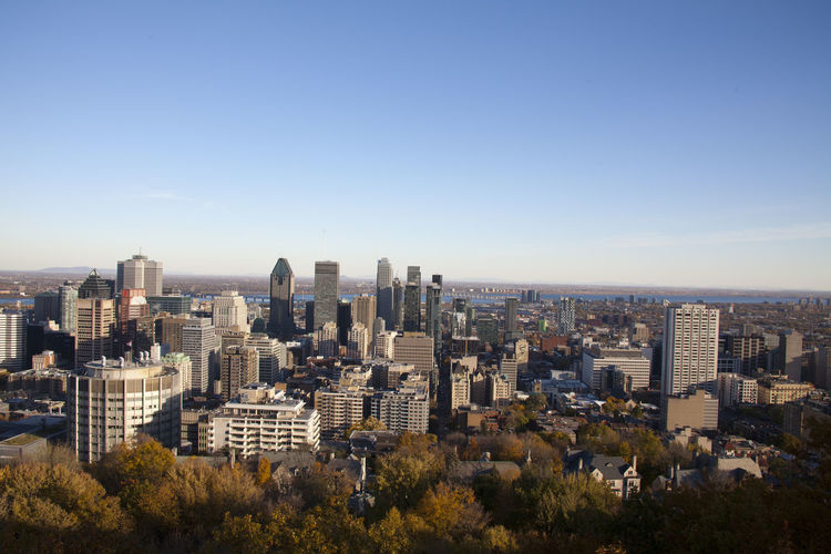 View of downtown montreal from mount royal chalet