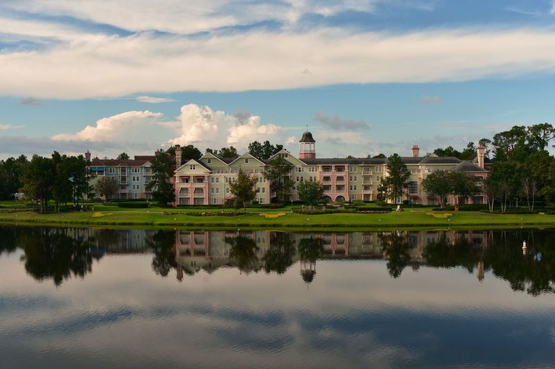 Panoramic view of disney saratoga springs hotel at lake buena vista area