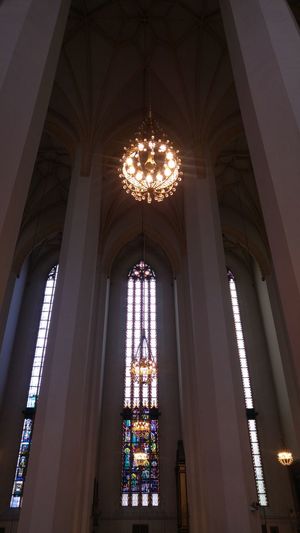Low angle view of window in temple