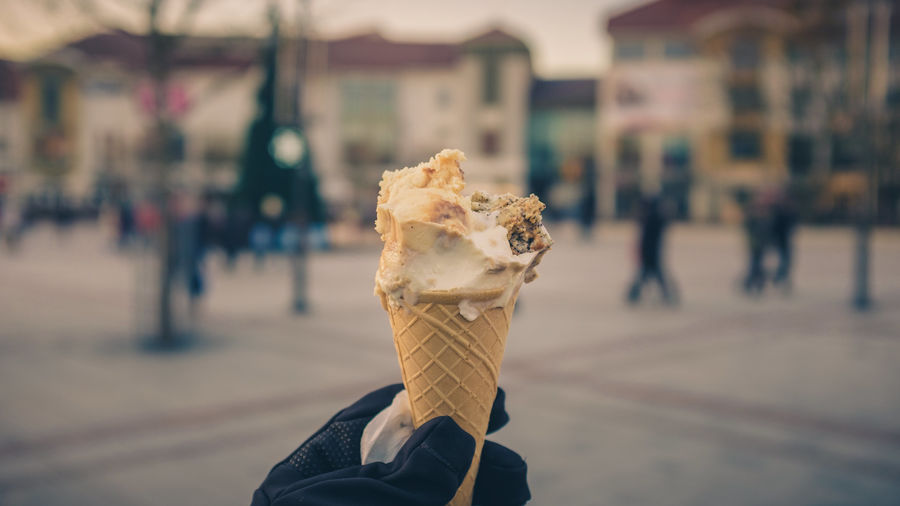 Cropped hand of person holding ice cream