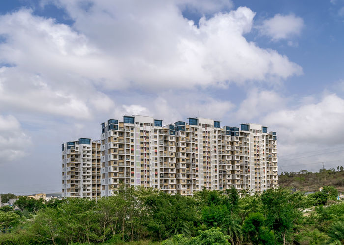 High-rise building with beautiful clouds background in a fast developing city, pune.